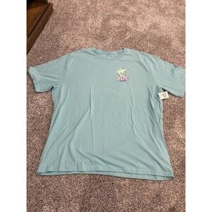 Huk Fishing Performance Crew Short Sleeve Shirt Men's Size XXL Blue Green Cotton